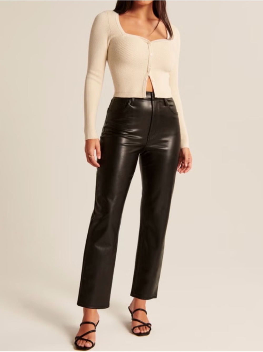 Abercrombie & fitch ankle straight ultra high rise leather pants size 27/4